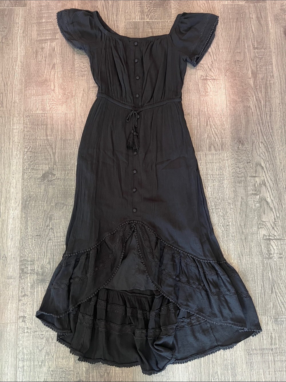 INC International Concepts Black Button-Front High-Low Maxi Dress